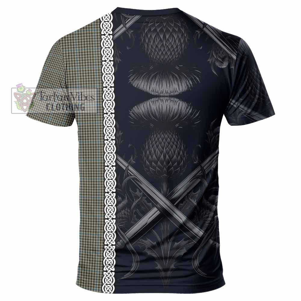 Tartan Vibes Clothing Haig Tartan T-Shirt with Family Crest Cross Sword Thistle Celtic Vibes