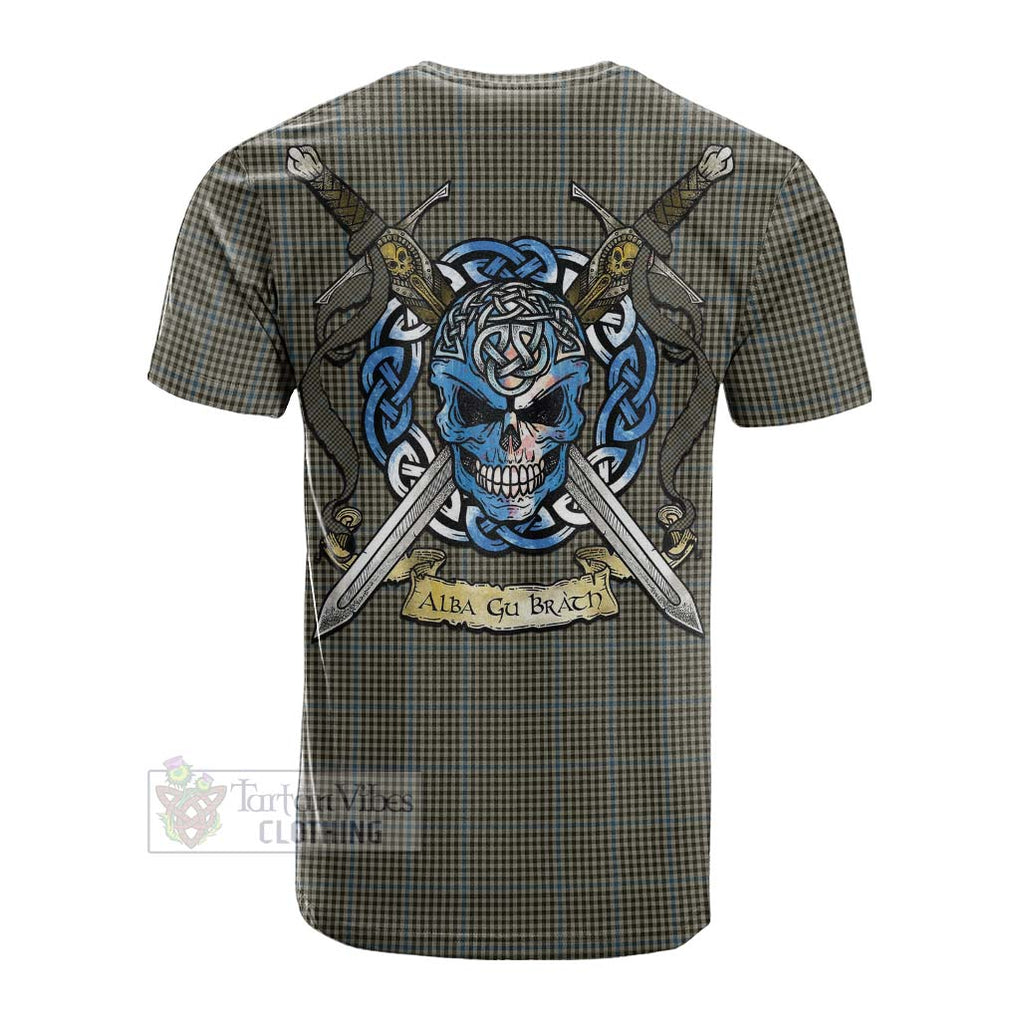 Tartan Vibes Clothing Haig Tartan Cotton T-shirt with Family Crest Celtic Skull Style