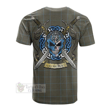 Haig Tartan Cotton T-shirt with Family Crest Celtic Skull Style