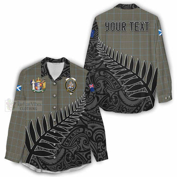 Haig Crest Tartan Women's Casual Shirt with New Zealand Silver Fern Half Style