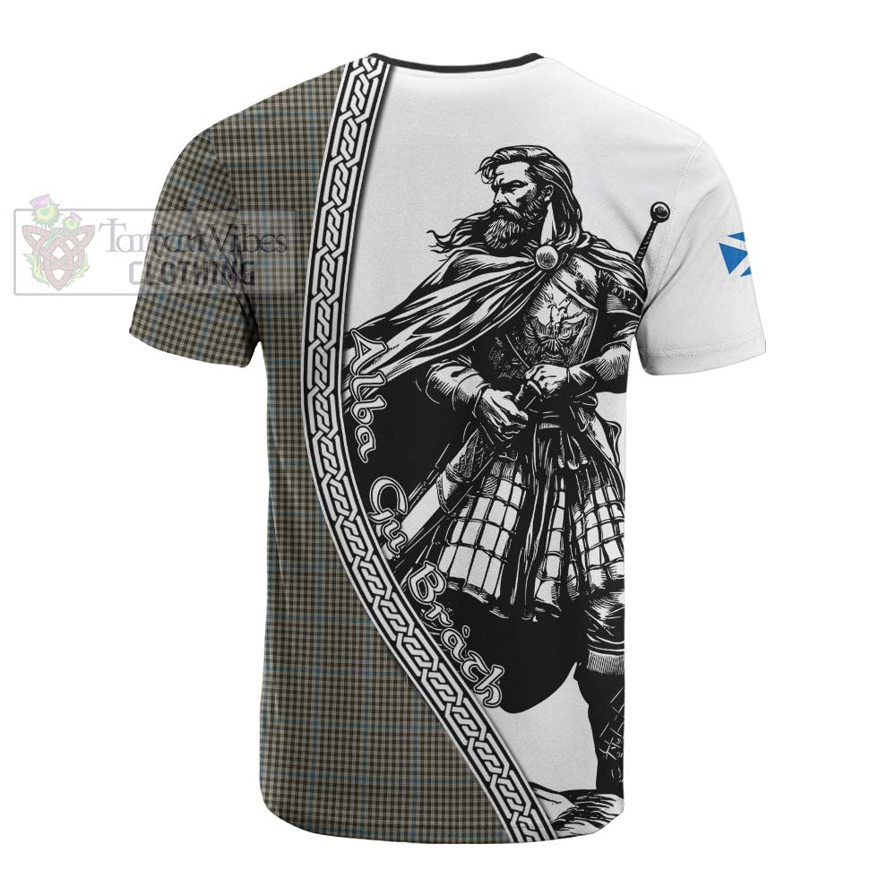 Haig Tartan Clan Crest Cotton T-shirt with Highlander Warrior Celtic Style