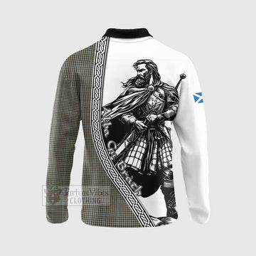 Haig Tartan Clan Crest Long Sleeve Polo Shirt with Highlander Warrior Celtic Style