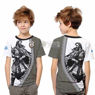 Haig Tartan Clan Crest Kid T-Shirt with Highlander Warrior Celtic Style