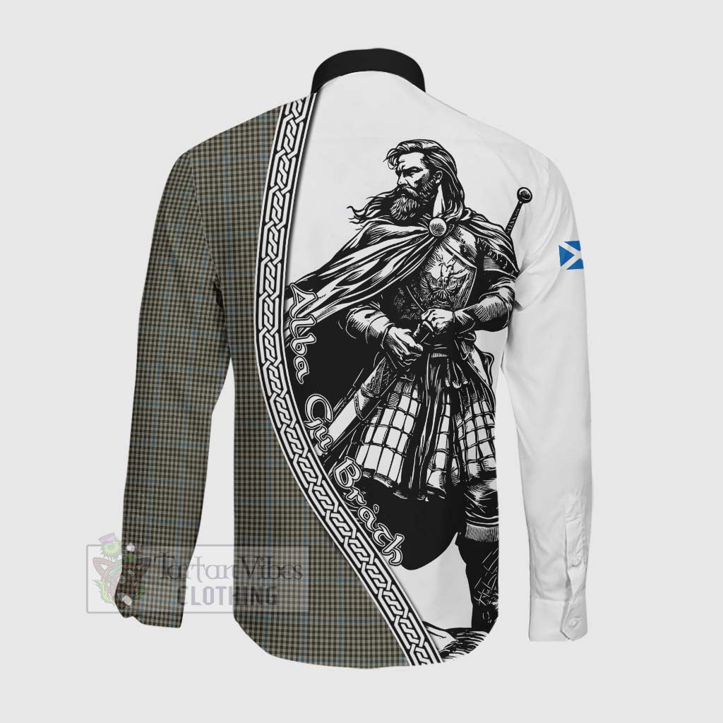 Tartan Vibes Clothing Haig Tartan Clan Crest Long Sleeve Button Shirt with Highlander Warrior Celtic Style