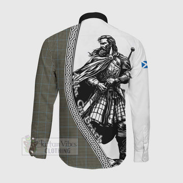 Haig Tartan Clan Crest Long Sleeve Button Shirt with Highlander Warrior Celtic Style