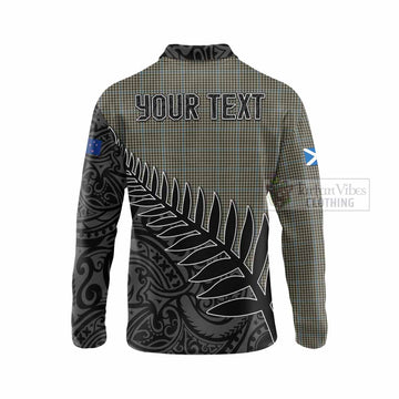 Haig Crest Tartan Long Sleeve Polo Shirt with New Zealand Silver Fern Half Style