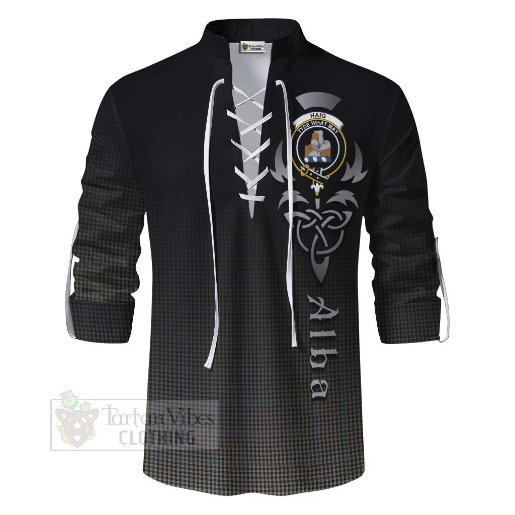 Tartan Vibes Clothing Haig Tartan Ghillie Kilt Shirt Featuring Alba Gu Brath Family Crest Celtic Inspired