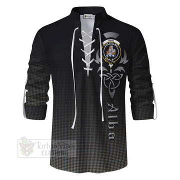 Haig Tartan Ghillie Kilt Shirt Featuring Alba Gu Brath Family Crest Celtic Inspired