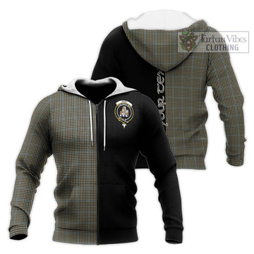 Haig Tartan Knitted Hoodie with Family Crest and Half Of Me Style