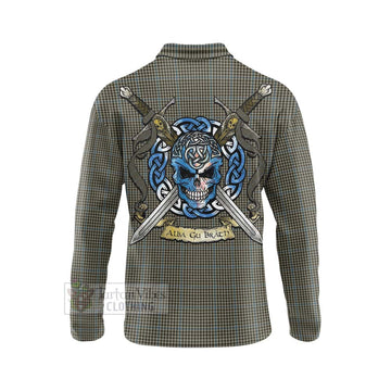 Haig Tartan Long Sleeve Polo Shirt with Family Crest Celtic Skull Style