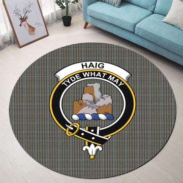 Haig Tartan Round Rug with Family Crest