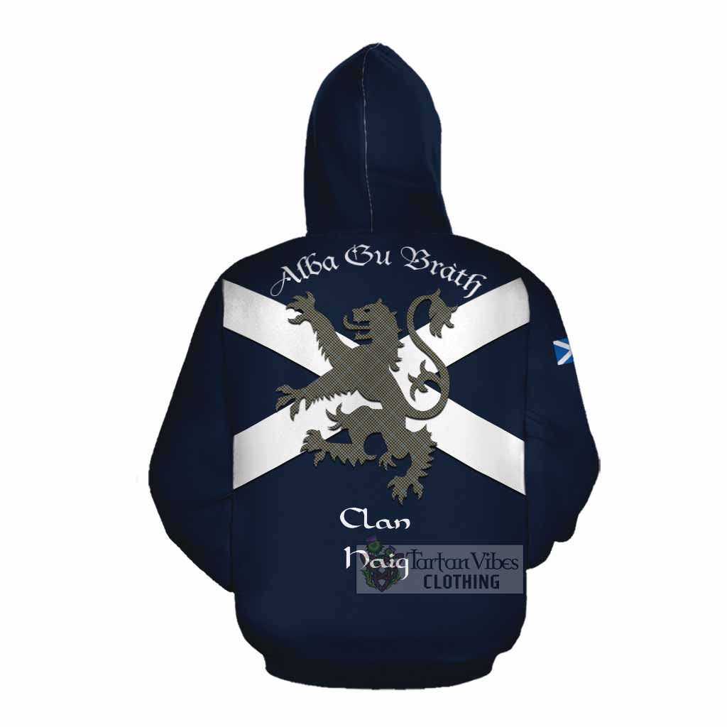 Tartan Vibes Clothing Haig Tartan Lion Rampant Cotton Hoodie Proudly Display Your Heritage with Alba Gu Brath and Clan Name