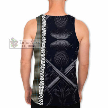 Haig Tartan Men's Tank Top with Family Crest Cross Sword Thistle Celtic Vibes