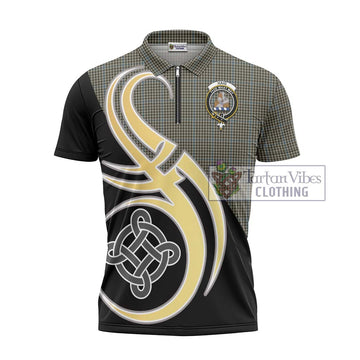 Haig Tartan Zipper Polo Shirt with Family Crest and Celtic Symbol Style