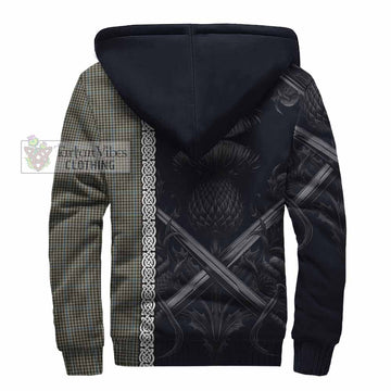 Haig Tartan Sherpa Hoodie with Family Crest Cross Sword Thistle Celtic Vibes