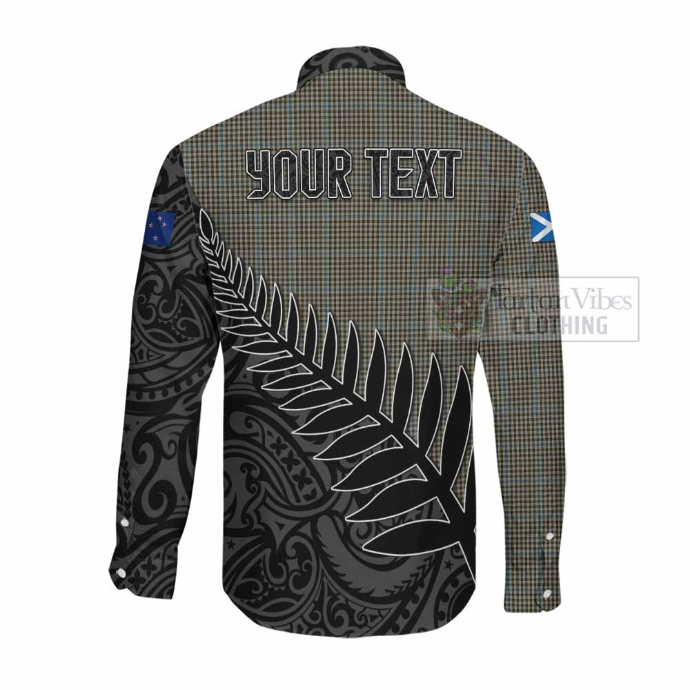 Tartan Vibes Clothing Haig Crest Tartan Long Sleeve Button Shirt with New Zealand Silver Fern Half Style