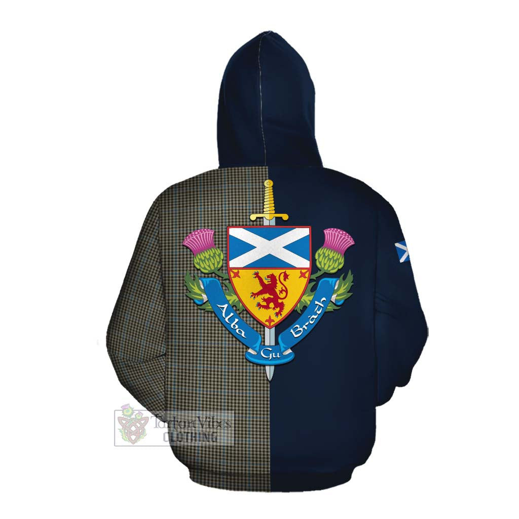 Tartan Vibes Clothing Haig Tartan Cotton Hoodie Alba with Scottish Lion Royal Arm Half Style