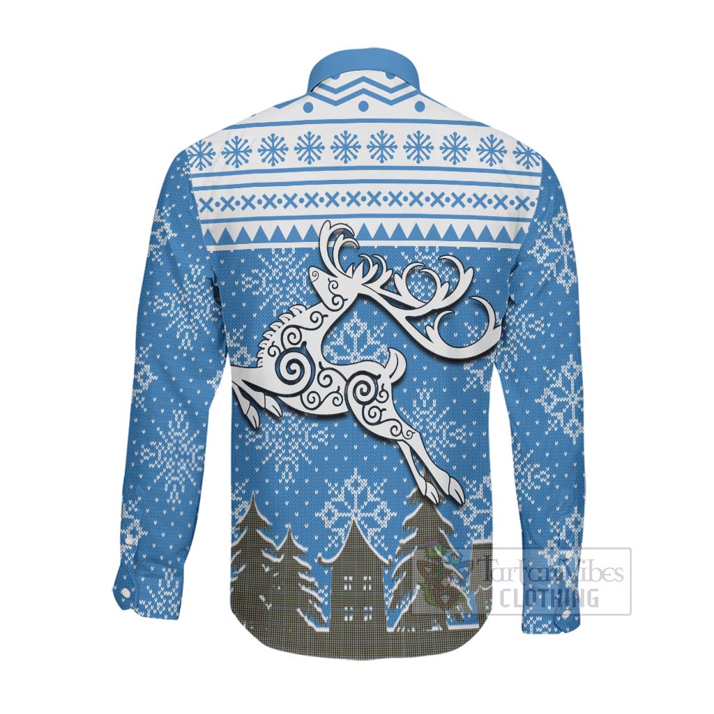 Tartan Vibes Clothing Haig Clan Christmas Long Sleeve Button Shirt Celtic Reindeer Style