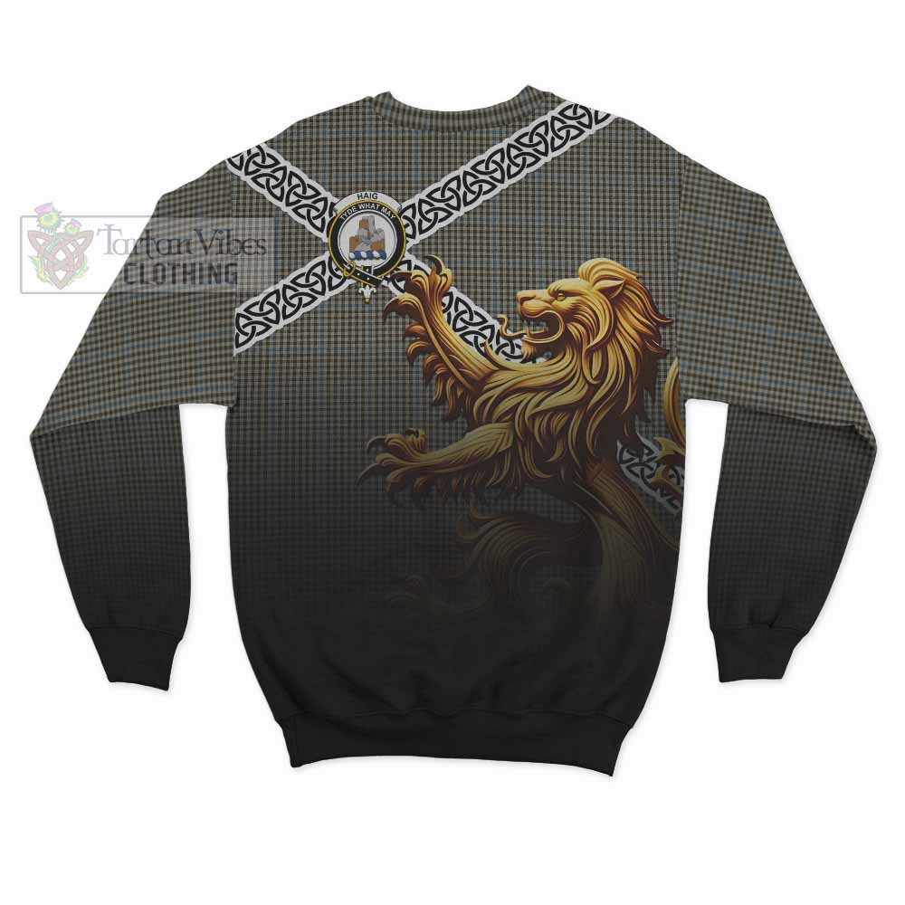 Haig Crest Tartan Sweatshirt with Golden Lion Emblem Celtic Style - Tartan Vibes Clothing
