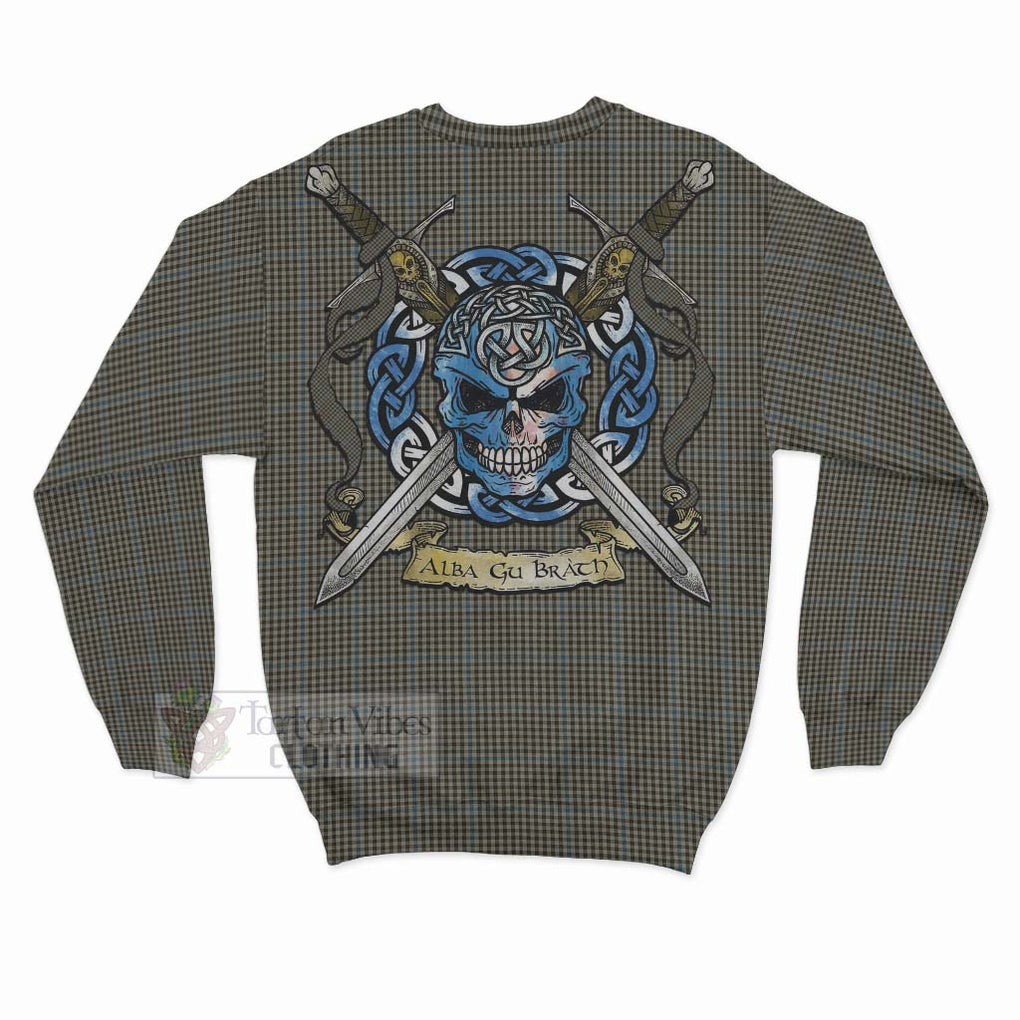 Tartan Vibes Clothing Haig Tartan Sweatshirt with Family Crest Celtic Skull Style