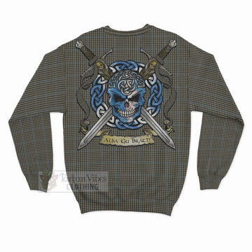 Haig Tartan Sweatshirt with Family Crest Celtic Skull Style