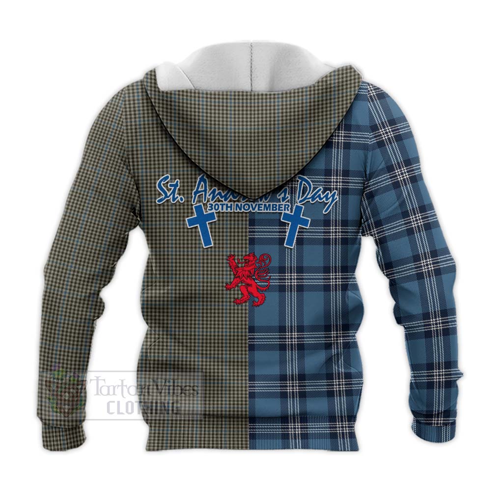 Tartan Vibes Clothing Haig Tartan Knitted Hoodie Happy St. Andrew's Day Half Tartan Style