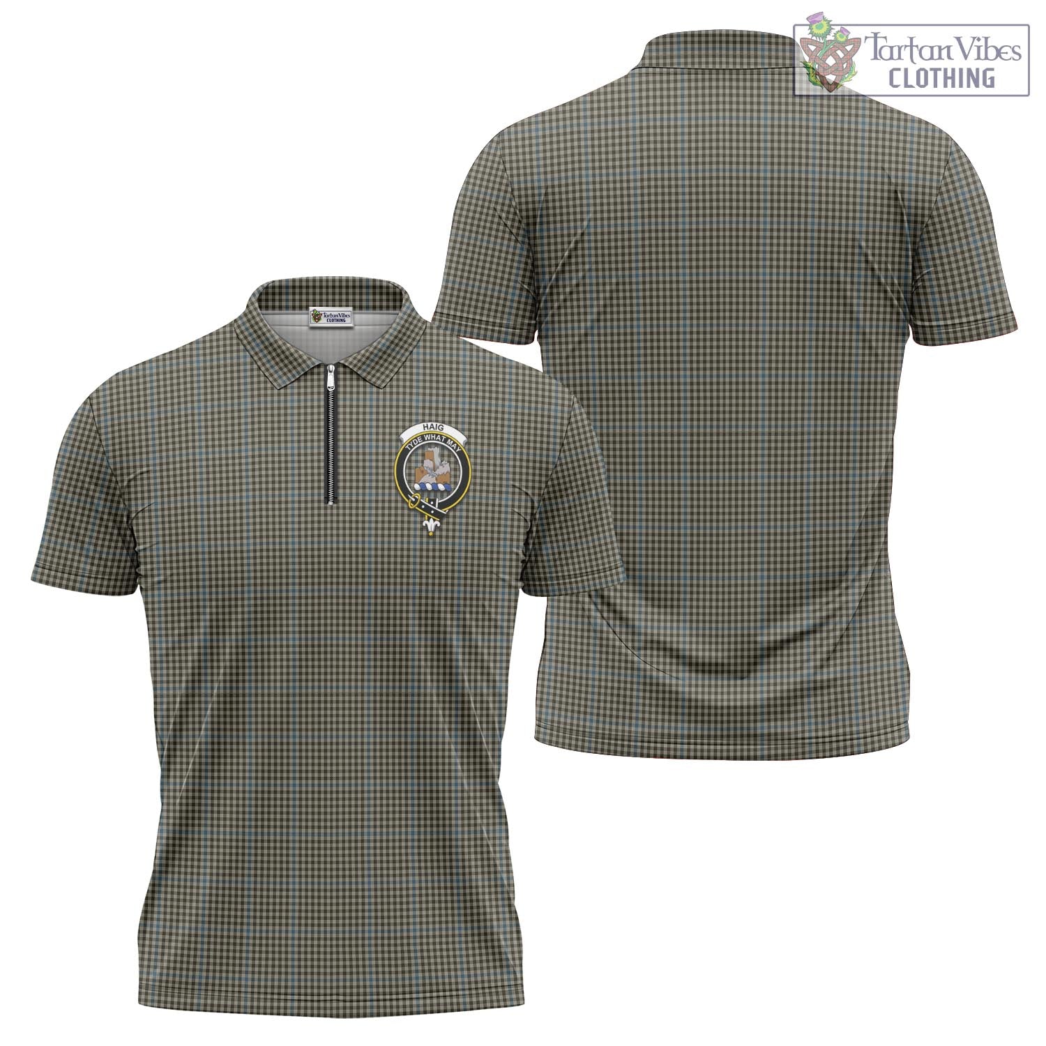 Tartan Vibes Clothing Haig Tartan Zipper Polo Shirt with Family Crest