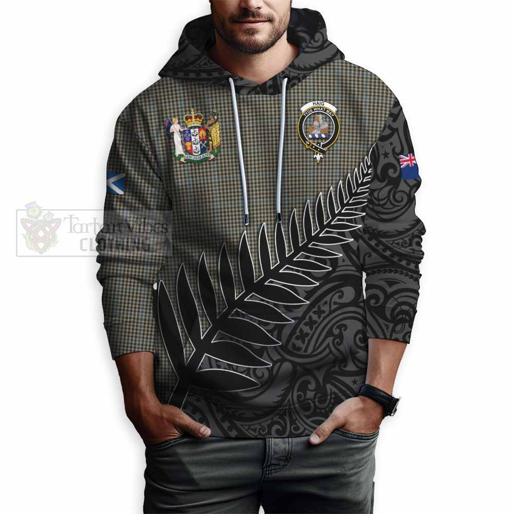 Tartan Vibes Clothing Haig Crest Tartan Hoodie with New Zealand Silver Fern Half Style