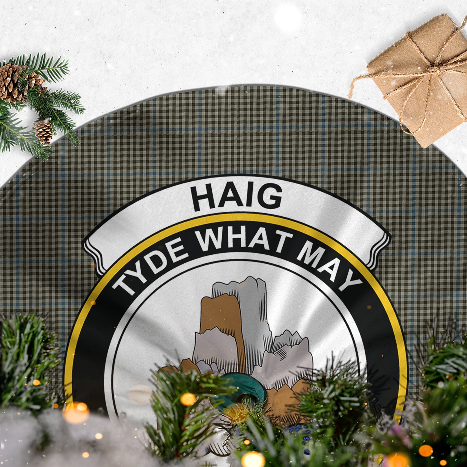 Haig Tartan Christmas Tree Skirt with Family Crest - Tartanvibesclothing