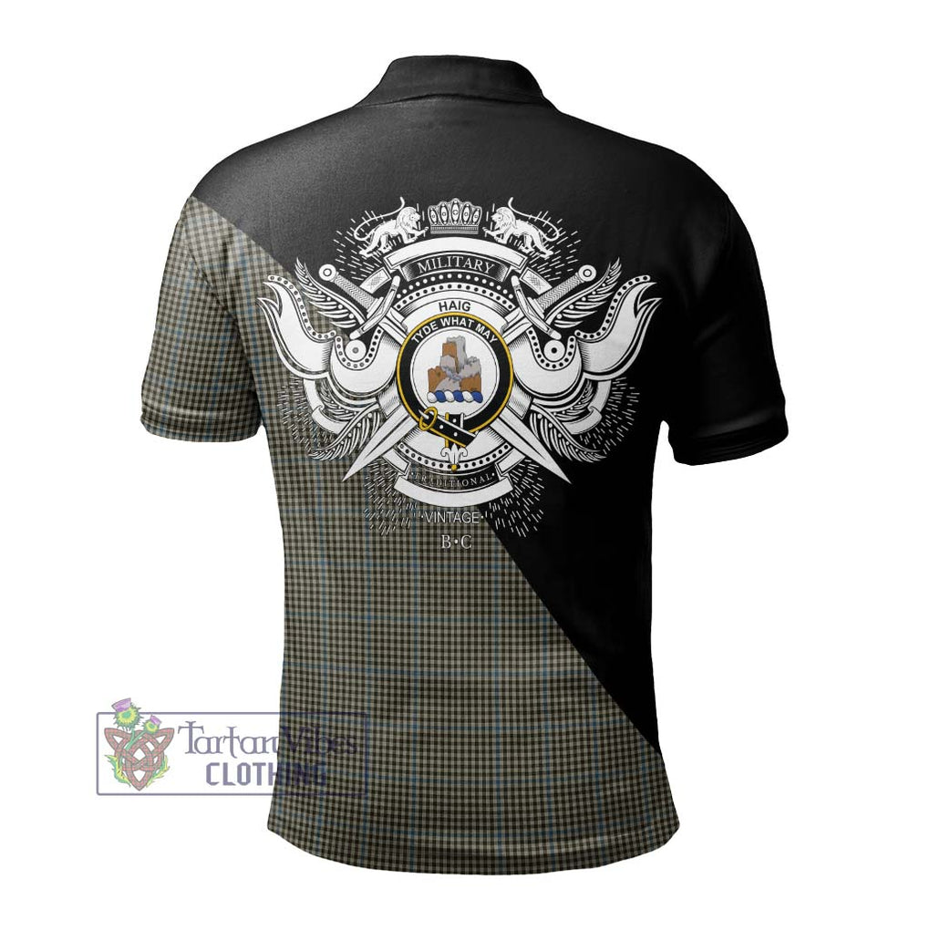 Haig Tartan Polo Shirt with Family Crest and Military Logo Style - Tartanvibesclothing Shop