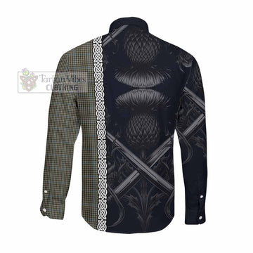 Haig Tartan Long Sleeve Button Shirt with Family Crest Cross Sword Thistle Celtic Vibes