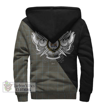 Haig Tartan Sherpa Hoodie with Family Crest and Military Logo Style