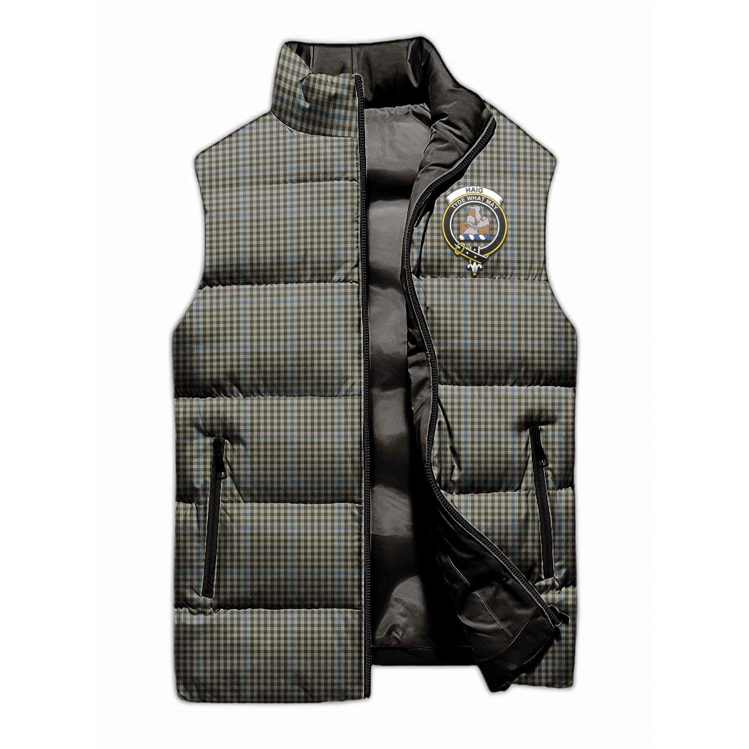 Haig Tartan Sleeveless Puffer Jacket with Family Crest - Tartanvibesclothing