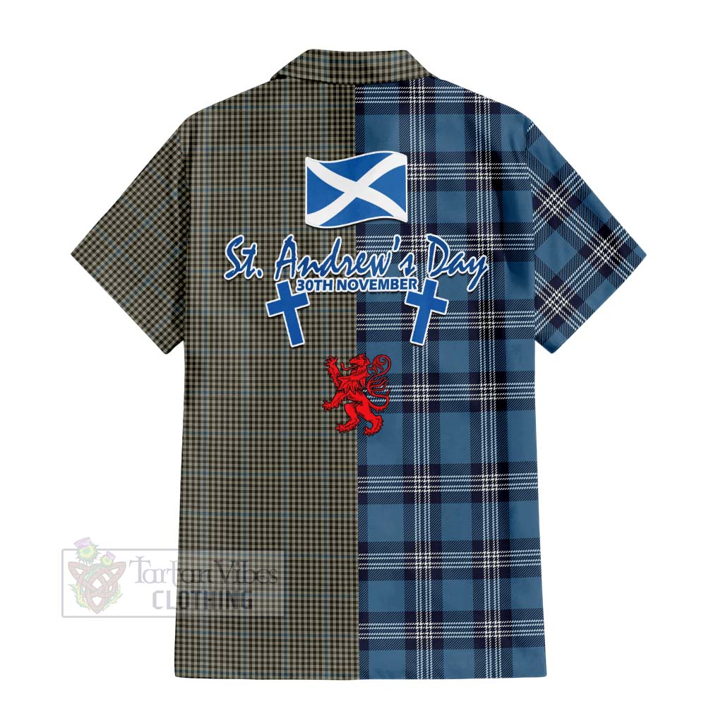 Tartan Vibes Clothing Haig Tartan Short Sleeve Button Shirt Happy St. Andrew's Day Half Tartan Style