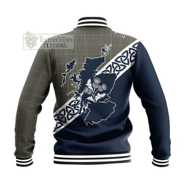 Haig Tartan Baseball Jacket Featuring Thistle and Scotland Map