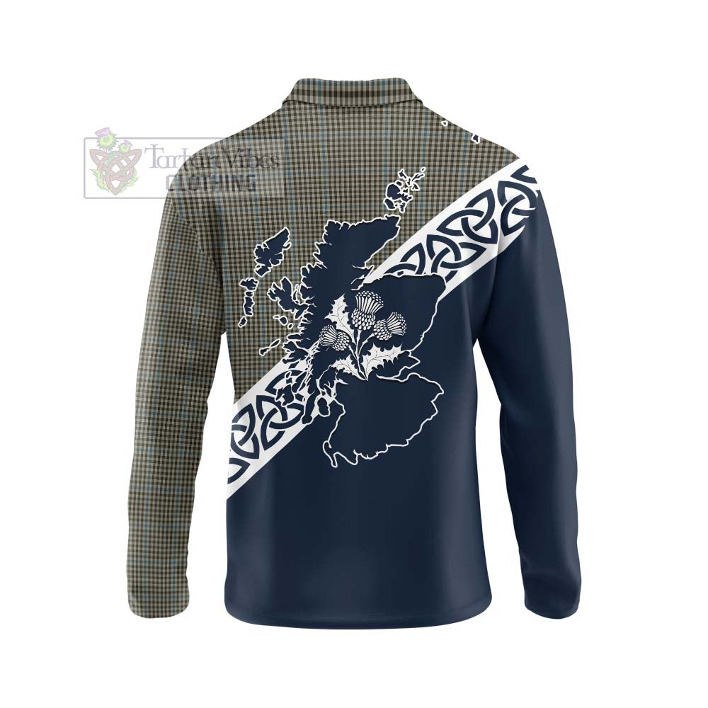 Tartan Vibes Clothing Haig Tartan Long Sleeve Polo Shirt Featuring Thistle and Scotland Map