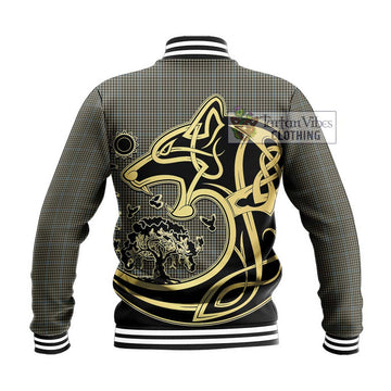 Haig Tartan Baseball Jacket with Family Crest Celtic Wolf Style