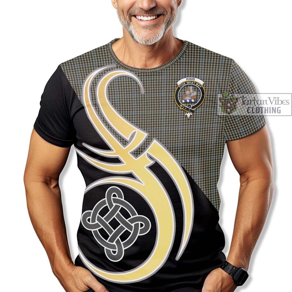 Tartan Vibes Clothing Haig Tartan T-Shirt with Family Crest and Celtic Symbol Style