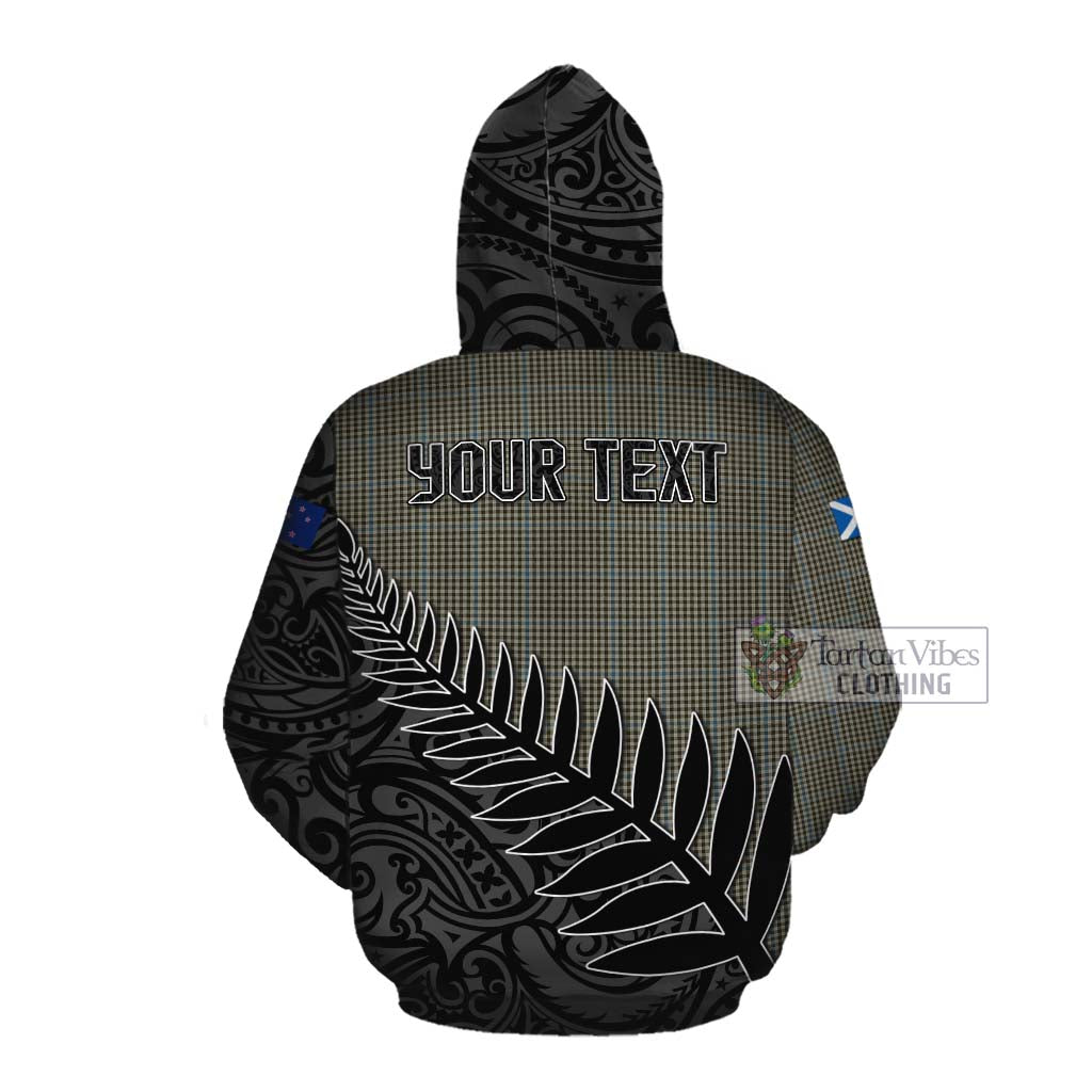 Tartan Vibes Clothing Haig Crest Tartan Cotton Hoodie with New Zealand Silver Fern Half Style