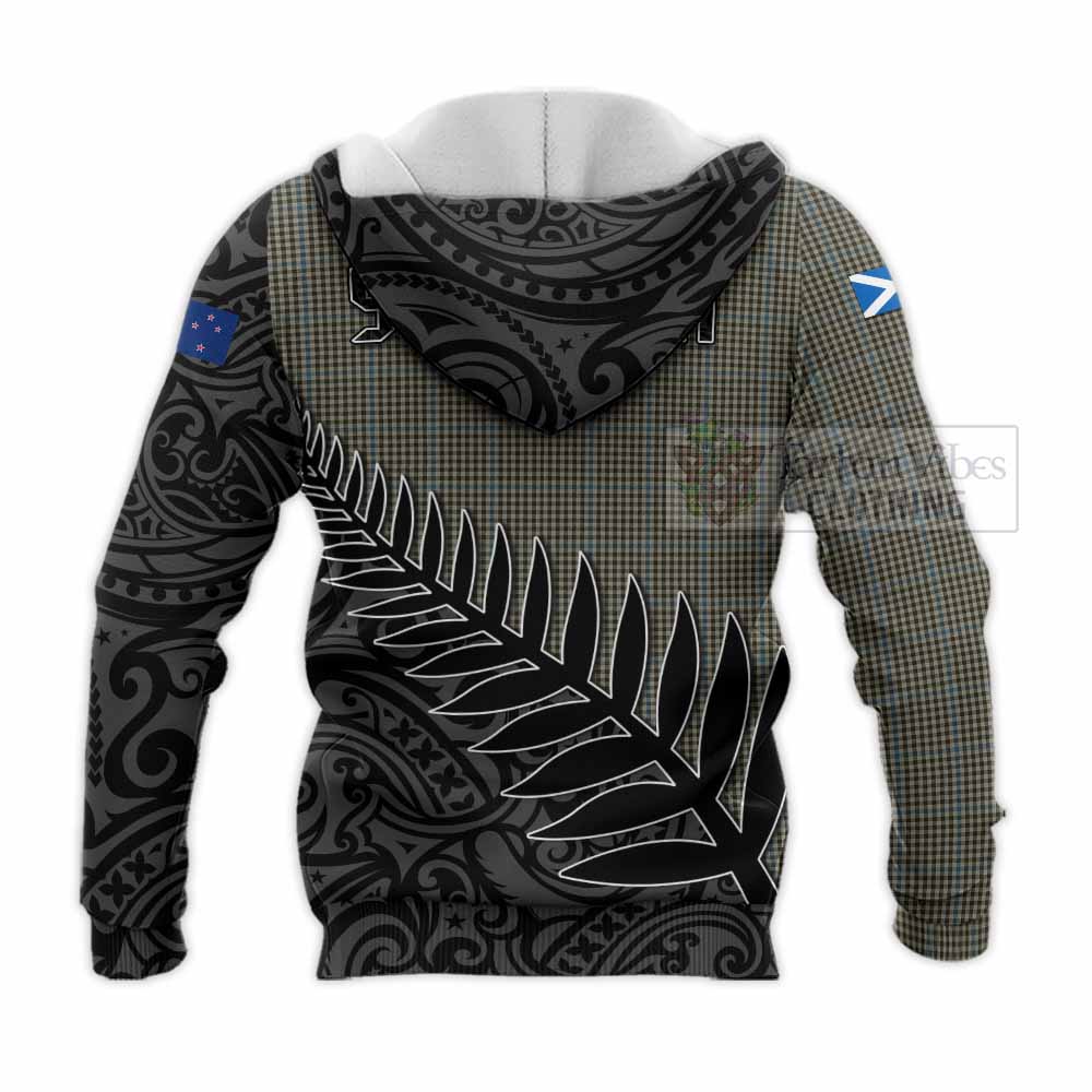 Tartan Vibes Clothing Haig Crest Tartan Knitted Hoodie with New Zealand Silver Fern Half Style