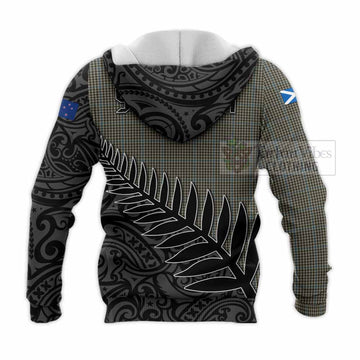 Haig Crest Tartan Knitted Hoodie with New Zealand Silver Fern Half Style