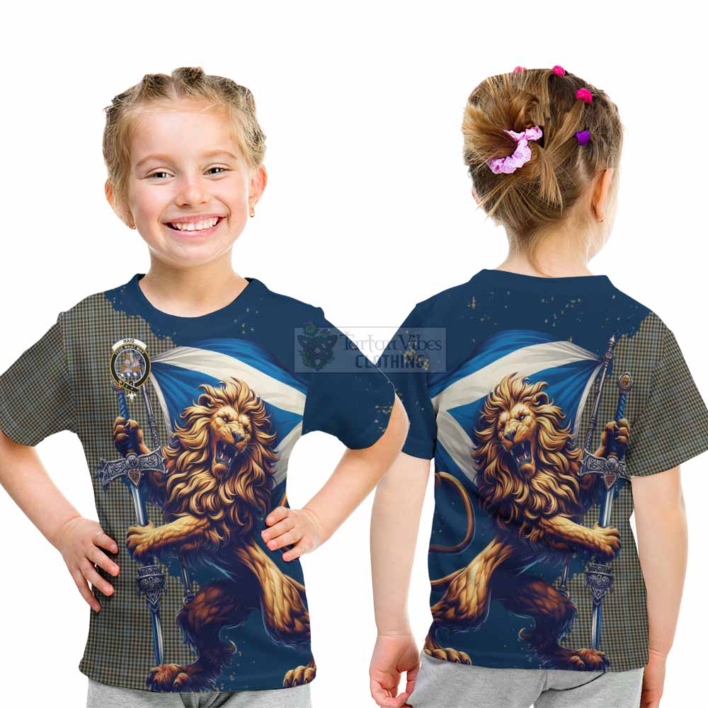 Tartan Vibes Clothing Haig Tartan Family Crest Kid T-Shirt with Scottish Majestic Lion