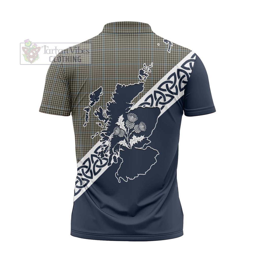 Tartan Vibes Clothing Haig Tartan Zipper Polo Shirt Featuring Thistle and Scotland Map