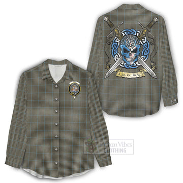 Haig Tartan Women's Casual Shirt with Family Crest Celtic Skull Style