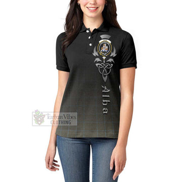 Haig Tartan Women's Polo Shirt Featuring Alba Gu Brath Family Crest Celtic Inspired