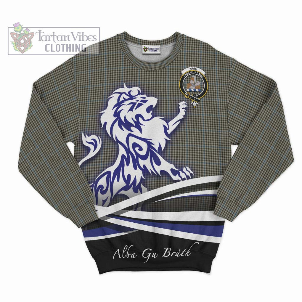 Haig Tartan Sweatshirt with Alba Gu Brath Regal Lion Emblem - Tartanvibesclothing Shop