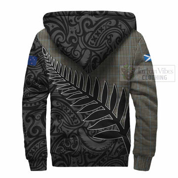 Haig Crest Tartan Sherpa Hoodie with New Zealand Silver Fern Half Style