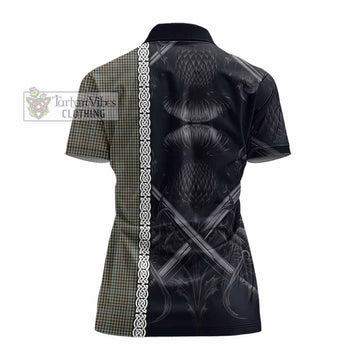 Haig Tartan Women's Polo Shirt with Family Crest Cross Sword Thistle Celtic Vibes