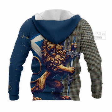 Haig Tartan Family Crest Knitted Hoodie with Scottish Majestic Lion