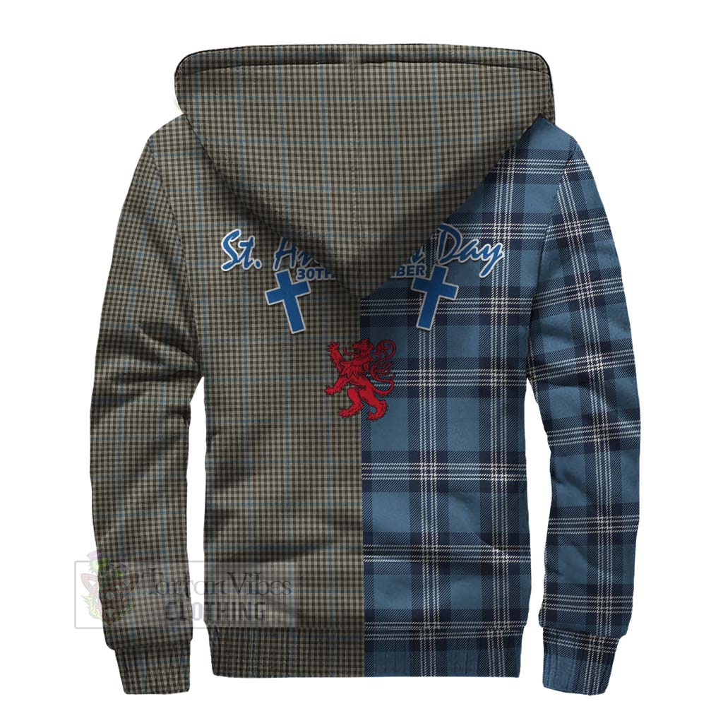 Tartan Vibes Clothing Haig Tartan Sherpa Hoodie Happy St. Andrew's Day Half Tartan Style